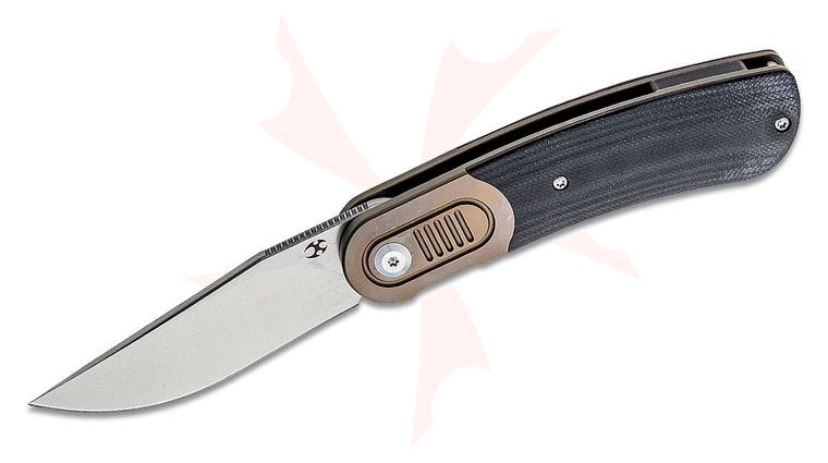 Kansept Knives Reverie Front Flipper 2.92 inch CPM-S35VN Satin Clip Point Blade, G10 Handles and Bronze Titanium Bolsters