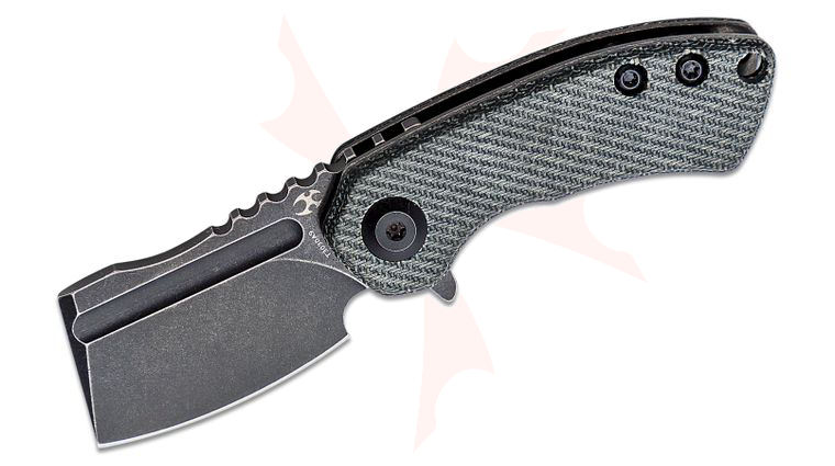 Kansept Knives Mini Korvid Flipper Knife 1.45 inch 154CM Black Cleaver Blade, Denim G10 Handles