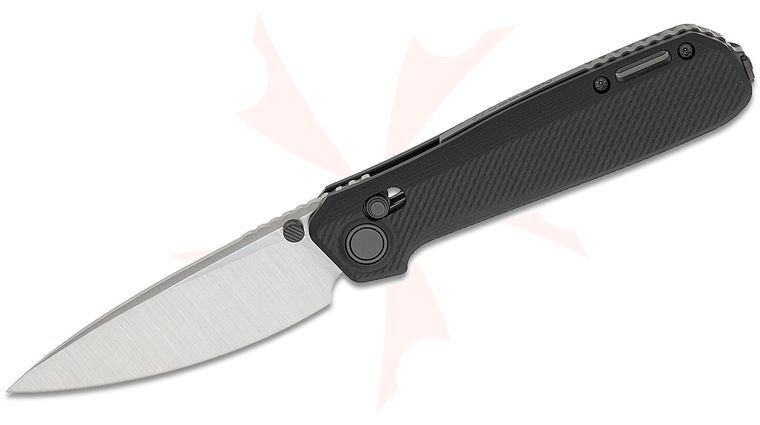 Karbon Knives Ken Onion Terminal Crossbar Lock Folding Knife 3.31 inch Sandvik 14C28N Satin Drop Point Blade, Black G10 Handles