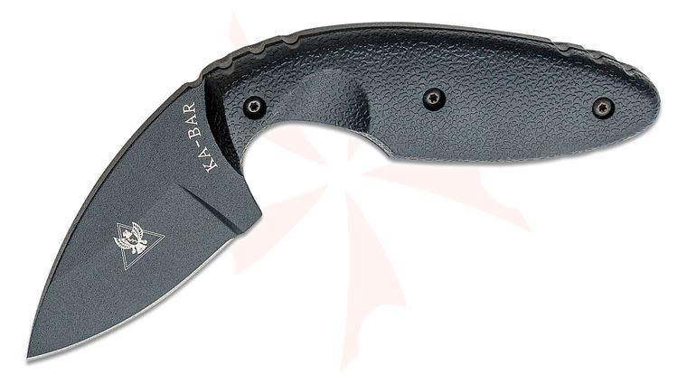 KA-BAR 1480 TDI Law Enforcement Fixed Blade Knife 2.31 inch Black Drop Point Blade, Black Zytel Handles, Black GFN Sheath
