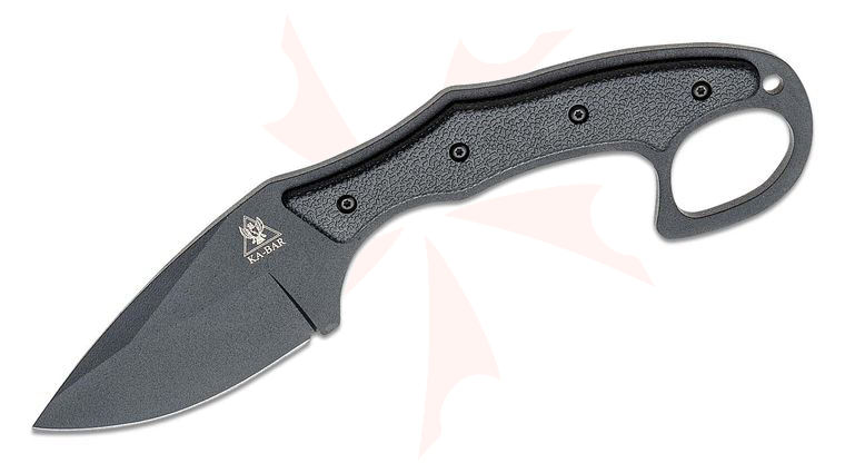 KA-BAR 2491 TDI Pocket Strike Fixed Blade Knife 3.19 inch AUS-8A Black Drop Point, Nylon Handles, Hard Plastic Belt Sheath