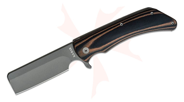 KA-BAR 3067 Mark 98-R Flipper Knife 3.9 inch Black Razor Cleaver Blade, Multi-Colored G10 Handles