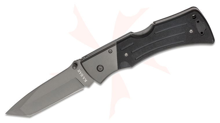 KA-BAR 3064 MULE Heavy-Duty Folder II 4 inch Plain Tanto Blade, Black G10 Handles