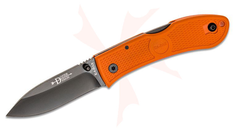 KA-BAR 4062BO Dozier Hunter Lockback Folding Knife 3 inch D2 Black Drop Point Blade, Blaze Orange Zytel Handles