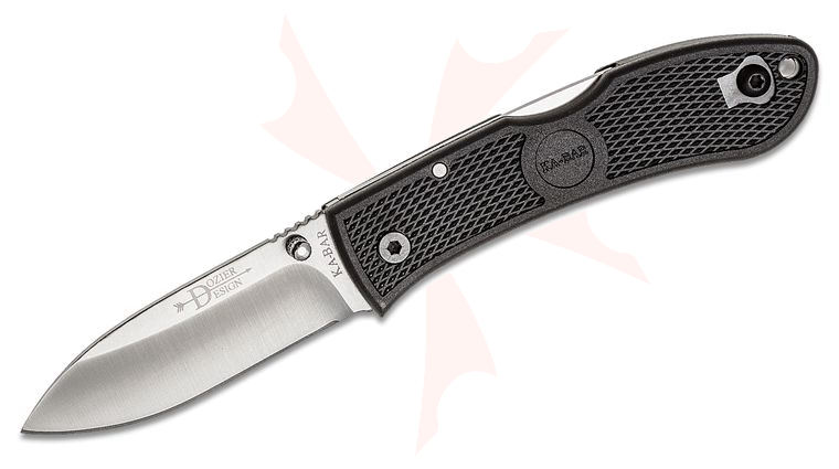 KA-BAR 4062 Dozier Hunter Lockback Folding Knife 3 inch D2 Satin Drop Point Blade, Black Zytel Handles