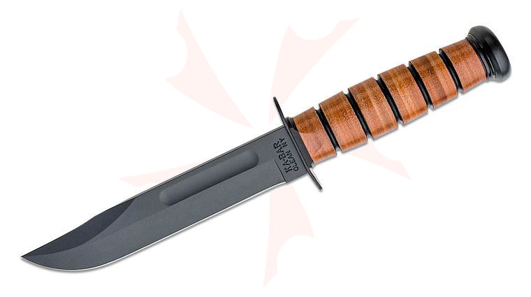 KA-BAR 5025 Full Size US Navy Fighting Knife 7 inch Plain Edge Blade w/ Kydex Sheath