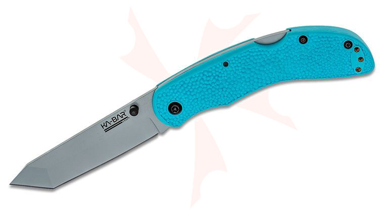 KA-BAR 5698SF USSF Space Force Corser Folding Knife 3.5 inch AUS-8A Gray Tanto Blade, Textured Blue GFN-PA66 Handles