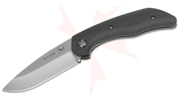 KA-BAR Jarosz 7505 Folding Knife 3.5 inch AUS-8 Stonewashed Drop Point Blade, Glass-Filled Nylon Handles