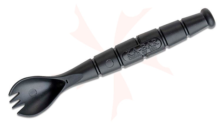 KA-BAR 9909 Polymer Tactical Spork with Hidden Serrated Blade, Black