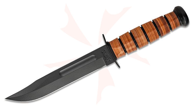 KA-BAR 1320 Single Mark Fighting/Utility Knife 7 inch Plain Blade, Leather Handles, Leather Sheath