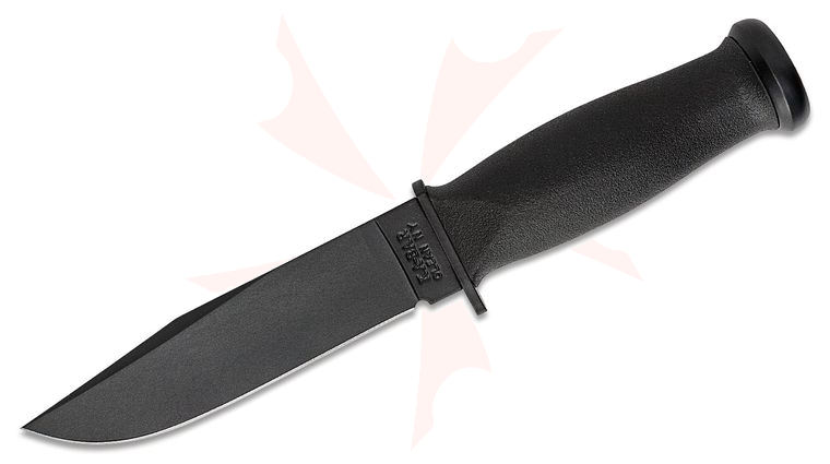 KA-BAR 2221 USN Mark I Fighting / Utility Knife 5-1/8 inch Plain Blade, Black Kraton G Handles, Plastic Sheath