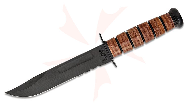 KA-BAR 5018 Full-Size USMC Fighting Knife 7 inch Fixed Combo Blade, GFN Sheath