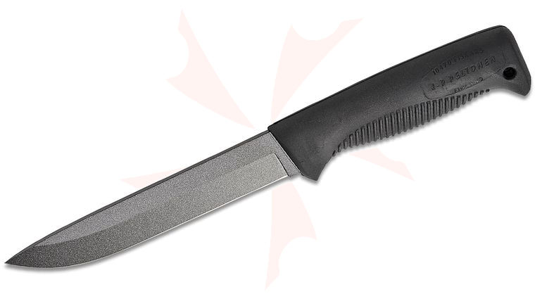 Kellam Knives Finnish Ranger Puukko M95 Fixed Blade Knife 5.94 inch Forged 80CrV2 PTFE Teflon Coated Blade, Black Rubber Handle, Leather Sheath