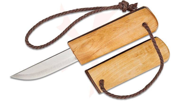 Kellam Knives Arctic Series Pocket Fixed Blade Knife 2 inch Stainless Steel Blade, Curly Birch Wood Handle, Curly Birch Sheath