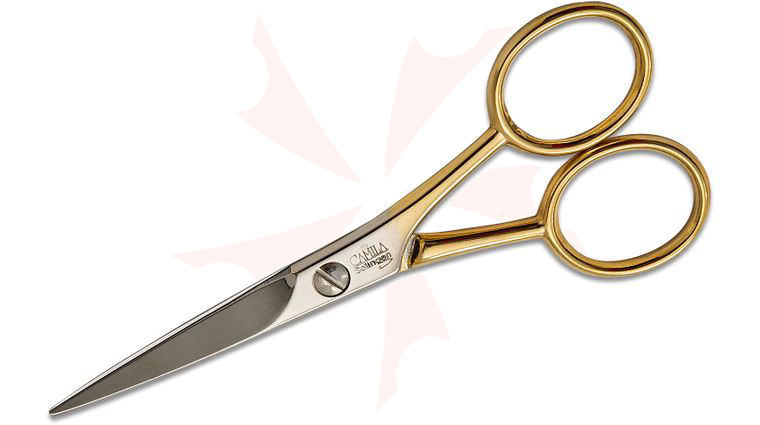 Camila 4.5 inch Moustache (Mustache) Scissors w/ Gold Plated Handle German Made