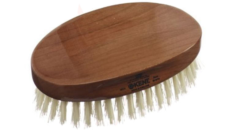 Kent Brushes MC4 Oval Cherry Wood, Travel Size, Pure White Bristle Hair Brush