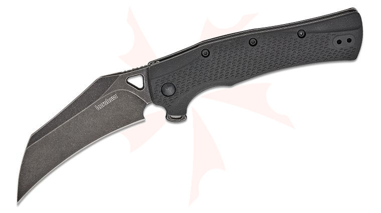 Kershaw 1423 Dawnstar Assisted Liner Lock Flipper Knife 3.5 inch BlackWash Hawkbill Blade, Black GFN Handles, Reversible Clip