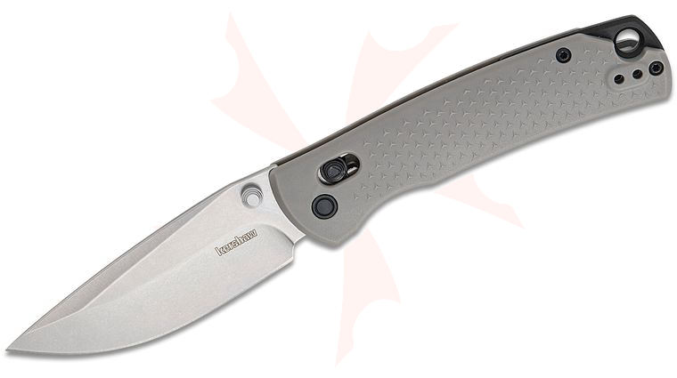 Kershaw 1426 Sequence DuraLock KVT Folding Knife 3.32 inch Stonewashed Drop Point Blade, Gray Glass-Reinforced Nylon Handles, Reversible Clip