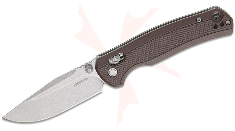 Kershaw 1438 Maneuver DuraLock KVT Folding Knife 3.13 inch Stonewashed Clip Point Blade, Earth Brown GFN Handles, Reversible Deep Carry Clip