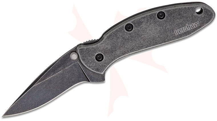 Kershaw 1600BLKW Ken Onion Chive Assisted Flipper Knife 1.9 inch Black Stonewash Plain Blade, Black Stonewash Steel Handles