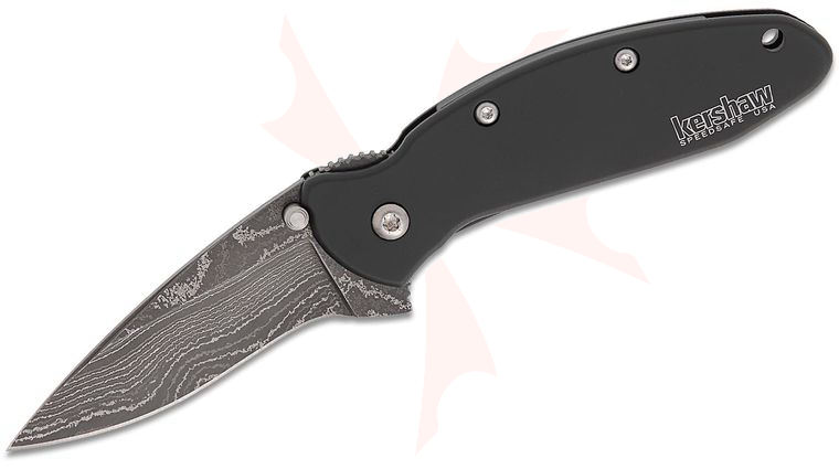 Kershaw 1620DAMCKT Ken Onion Scallion Assisted Flipper Knife 2.25 inch Damascus Plain Blade, Silver Stainless Steel Handles