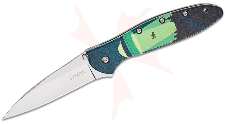 Kershaw 1660ABD Ken Onion Leek Assisted Liner Lock Flipper Knife 3 inch 14C28N Bead Blast Plain Blade, Abduction CCI Aluminum Handles