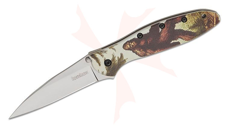 Kershaw 1660BF Ken Onion Leek CCI Assisted Liner Lock Flipper Knife 3 inch 14C28N Bead Blast Plain Blade, Big Foot Aluminum Handles