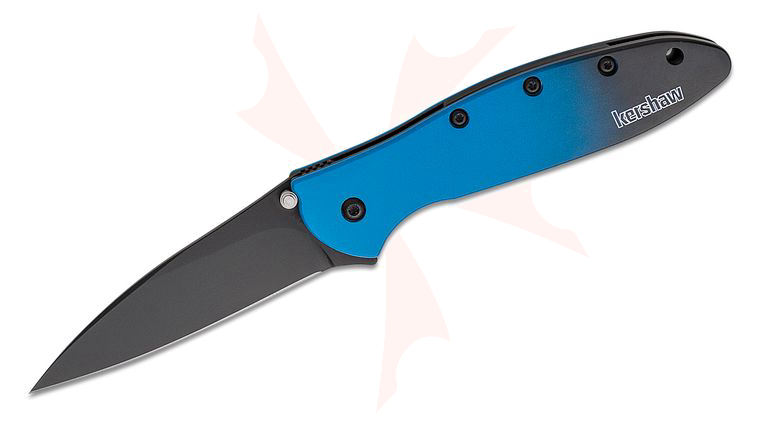Kershaw 1660GBLUBK Ken Onion Leek Assisted Flipper Knife 3 inch CPM-MagnaCut Black Plain Blade, Blue/Black Gradient Aluminum Handles