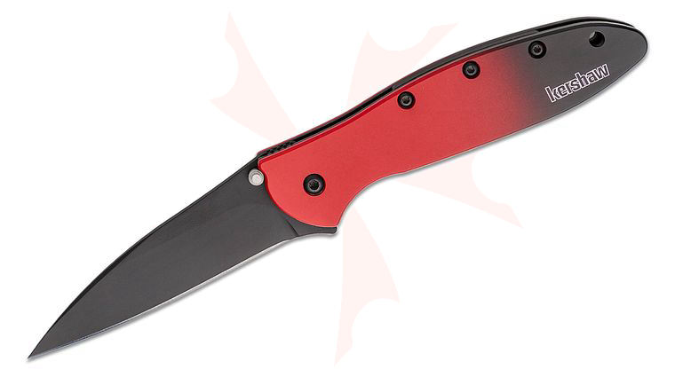 Kershaw 1660GRDBLK Ken Onion Leek Assisted Flipper Knife 3 inch CPM-MagnaCut Black Plain Blade, Red/Black Gradient Aluminum Handles