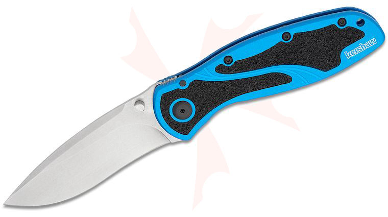 Kershaw 1670NBMAG Ken Onion Blur Assisted Folding Knife 3.4 inch CPM-MagnaCut Stonewashed Blade, Navy Blue Aluminum Handles w/ Trac-Tec Inserts