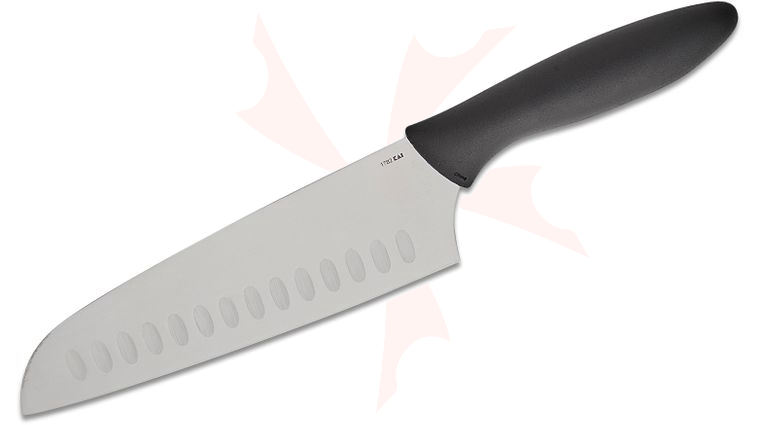 Kershaw 1782 6.5 inch Santoku Knife, Black Polypropylene Handle, Slotted Sheath