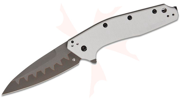 Kershaw 1812BBCB Dividend Assisted Flipper Knife 3 inch Composite Steel Plain Blade, Gray Anodized Aluminum Handles