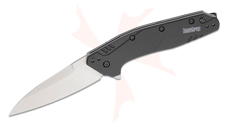 Kershaw 1812BLKMAG Dividend Assisted Flipper Knife 3 inch CPM-MagnaCut Stonewashed Drop Point Blade, Black Aluminum Handles