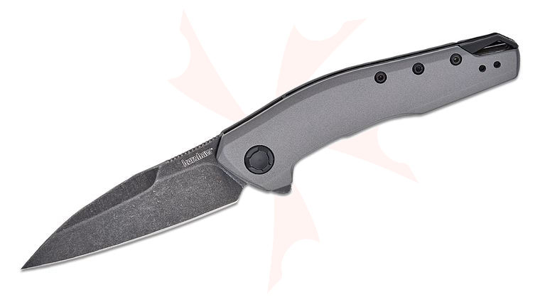 Kershaw 1815 Sanctum Assisted Frame Lock Flipper Knife 2.98 inch BlackWash Drop Point Blade, Gray PVD Stainless Steel Handles, Reversible Clip