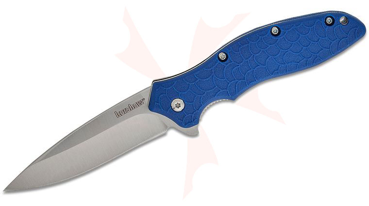 Kershaw 1830BLU Oso Sweet Assisted Flipper Knife 3.1 inch Satin Plain Blade, Blue GFN Handles