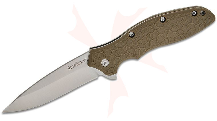 Kershaw 1830OL Oso Sweet Assisted Flipper Knife 3.1 inch Satin Plain Blade, OD Green GFN Handles