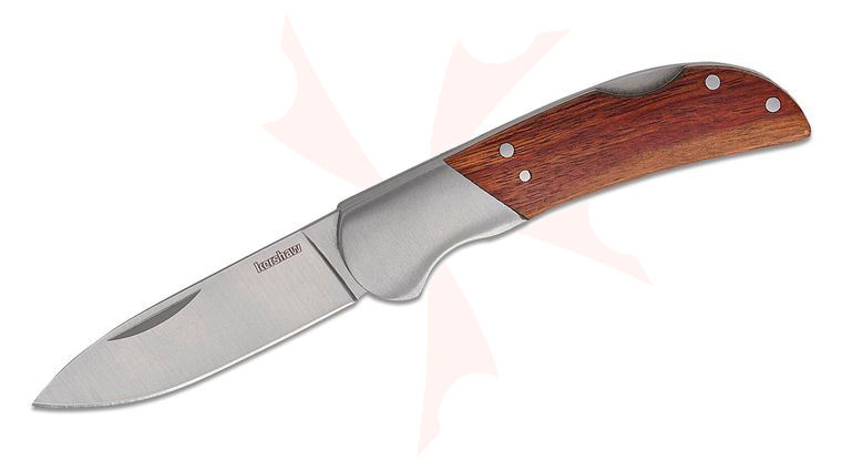 Kershaw 1381 Baseman Lockback Folding Knife 2.48 inch Satin Drop Point Blade, Wood and Stainless Steel Handles