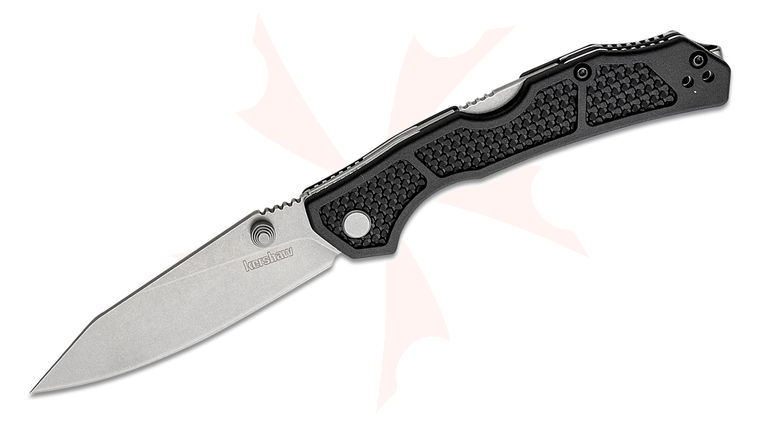 Kershaw 2033 Cargo Folding Knife 3.2 inch D2 Stonewashed Clip Point, Black GFN Handles