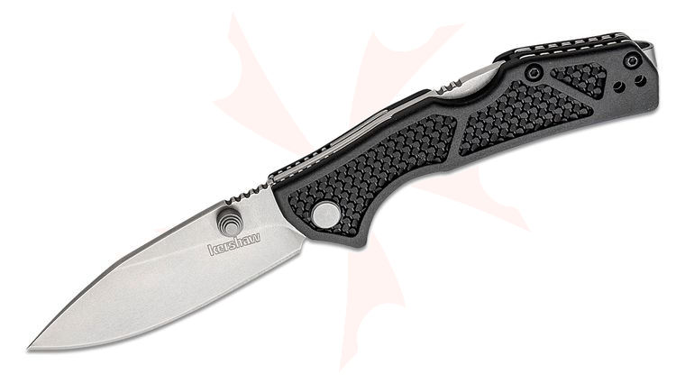 Kershaw 2034 Debris Folding Knife 2.75 inch D2 Stonewashed Drop Point, Black GFN Handles