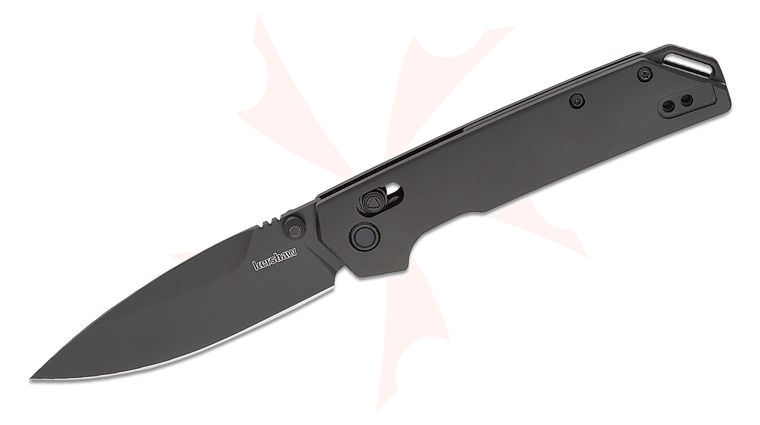 Kershaw 2038BLK Iridium DuraLock KVT Folding Knife 3.4 inch D2 Black PVD Spear Point Blade, Black Aluminum Handles, Reversible Clip
