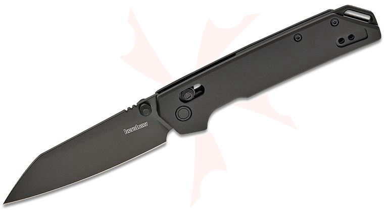 Kershaw 2038RBLK Iridium DuraLock KVT Folding Knife 3.4 inch D2 Black Oxide Reverse Tanto Blade, Black Aluminum Handles, Reversible Clip