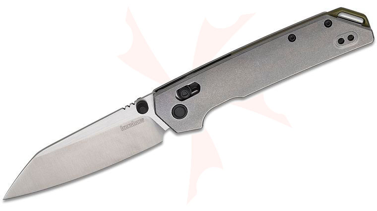 Kershaw 2038RTI Iridium DuraLock KVT Folding Knife 3.4 inch S35VN Satin Reverse Tanto Blade, Stonewashed Titanium Handles, Reversible Clip