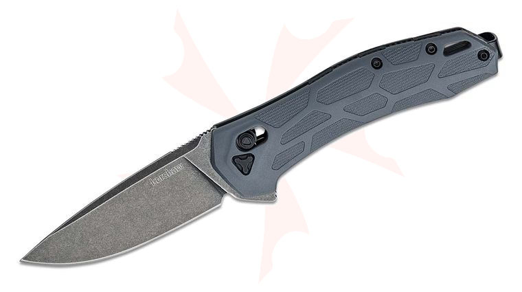 Kershaw 2042 Covalent DuraLock KVT Flipper Knife 3.2 inch D2 BlackWashed Drop Blade, Gray Glass-Reinforced Nylon Handles, Reversible Bayonet Clip
