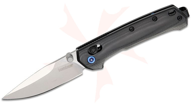 Kershaw 2057 Celestion DuraLock KVT Folding Knife 2.75 inch D2 Satin Drop Point Blade, 3D Machined Polished Black G10 Handles, Reversible Deep Carry Clip