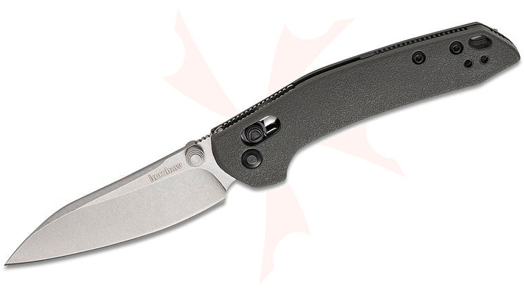 Kershaw 2059 Duster DuraLock KVT Folding Knife 2.9 inch Stonewashed Modified Sheepsfoot Blade, Charcoal Gray Glass-Filled Nylon Handles, Reversible Clip