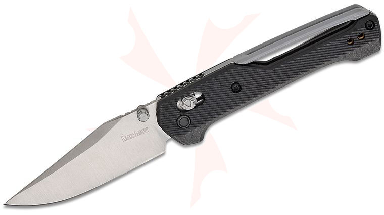 Kershaw 2063 Airspace DuraLock KVT Folding Knife 3 inch 14C28N Satin Clip Point Blade, Black Glass-Filled Nylon Handles, Reversible Clip