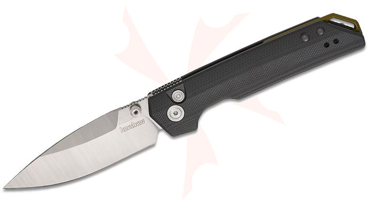 Kershaw 3038 USA-Made Iridium Button Lock KVT Folding Knife 3.45 inch CPM-MagnaCut Two-Tone Spear Point Blade, Contoured Black G10 Handles, Reversible Clip