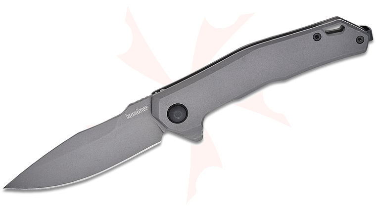 Kershaw 5570 Helitack Assisted Frame Lock Flipper Knife 3.26 inch Gray PVD Drop Point Blade, Gray PVD Stainless Steel Handles, Reversible Bayonet Clip
