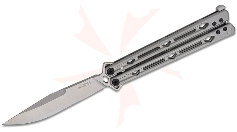 Kershaw 5150MAG Lucha Balisong Butterfly Knife 4.6 inch MagnaCut Stonewashed Clip Point Blade, Bead Blast Stainless Steel Handles