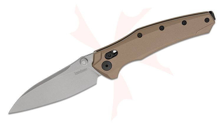Kershaw 6777FDESW Bareknuckle DuraLock USA-Made KVT Flipper Knife 3.5 inch CPM-MagnaCut Stonewashed Drop Point Blade, Flat Dark Earth Aluminum Handles, Reversible Bayonet Clip